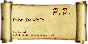 Puhr Donát névjegykártya